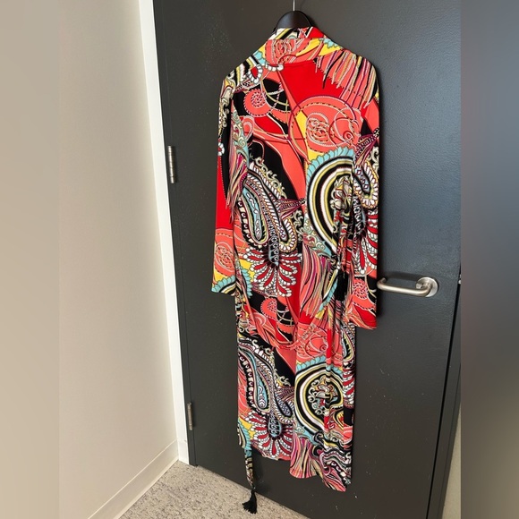 Diamond Tea M EUC tasseled hidden snap vintage robe- unbelievably bright & FAB - Picture 15 of 15